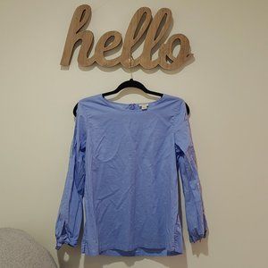 J. Crew Factory Blue Split Sleeve Top (S)